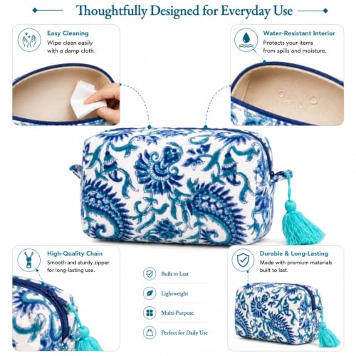 Huar Travel Makeup Bag- Large Capacity Cosmetic Bags for Women - color: Ocean Whisper
