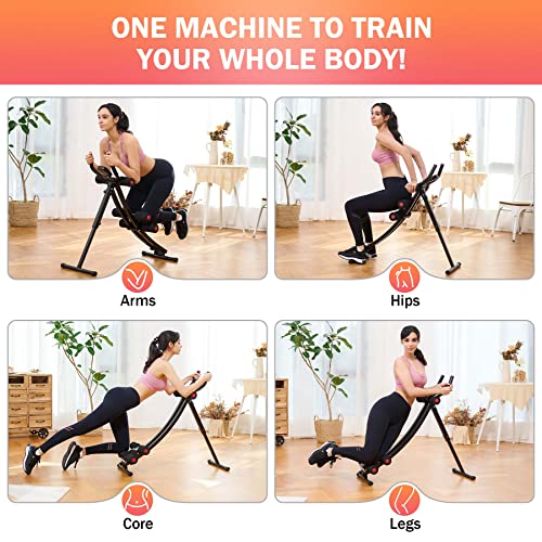 ZELUS Ab Machine for Home Gym, Core Strength Training Equipment for Home Fitness, Ab Crunch Coaster with 4 Intensities and Digital Display, Foldable Core Trainer for Abdominal - style: Ab Machine