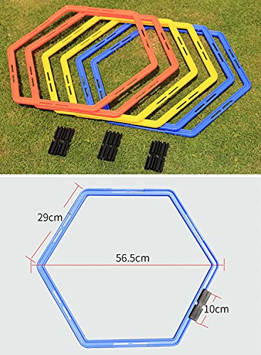 Hexagon Agility Ring Training Circle Ring Speed Agility Ladder Physical Training Ring Football Footwork Trainer Hurdles Agility Ladder Fitness Equipment Multicolor Training Ring 3Pcs - color: yellow