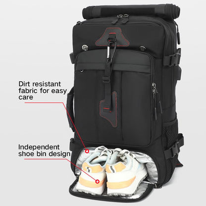 Outdoor Travel Backpack,Carry On Backpack Durable Convertible Duffle Bag,for Work&Travel，35L Capacity(Black,Medium Size) - size: Medium