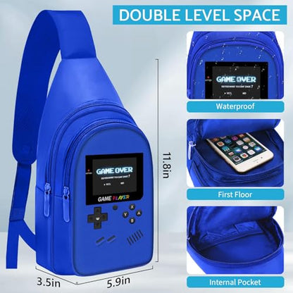 TILYTADLY School Backpack For Boys - Gamer Boys Backpack For Kids Children Teens Elementary Middle School - Ages 6-18，17″ - color: 2-blue-set2