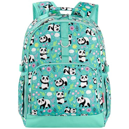 Choco Mocha Kids Backpack for Girls Panda Backpack Kids Elementary School Backpack for Girls Ages 6-8 Kid Bookbag 17 Inch with Chest Strap, Teal - color: Panda-teal Green