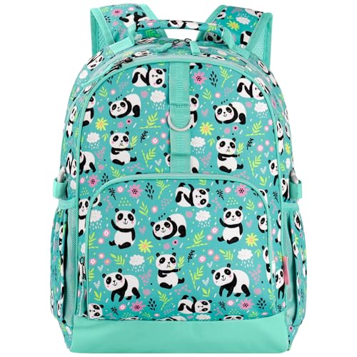 Choco Mocha Kids Backpack for Girls Panda Backpack Kids Elementary School Backpack for Girls Ages 6-8 Kid Bookbag 17 Inch with Chest Strap, Teal - color: Panda-teal Green
