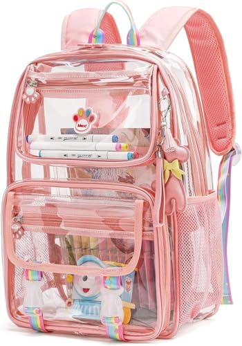 Clear Backpack Stadium Approved Heavy Duty Large Transparent Bag with Anti-Theft Pocket for School, Work, and Events