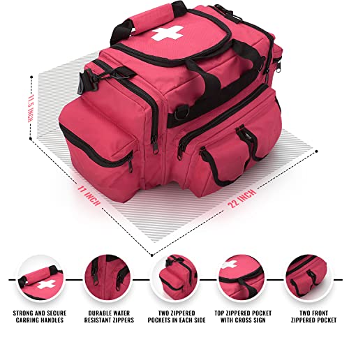 ASA TECHMED First Aid Responder EMS Emergency Medical Trauma Bag Deluxe, Pink - color: Pink