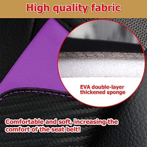AUCELI 2PCS Car Seat Belt Cover, Carbon Fiber Seatbelt Shoulder Strap Covers, Breathable Leather Soft Harness Pad Protect Your Neck and Shoulder Compatible with Cars - color: Black/Purple