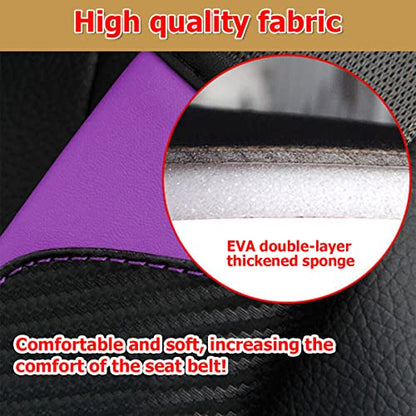 AUCELI 2PCS Car Seat Belt Cover, Carbon Fiber Seatbelt Shoulder Strap Covers, Breathable Leather Soft Harness Pad Protect Your Neck and Shoulder Compatible with Cars - color: Black/Purple
