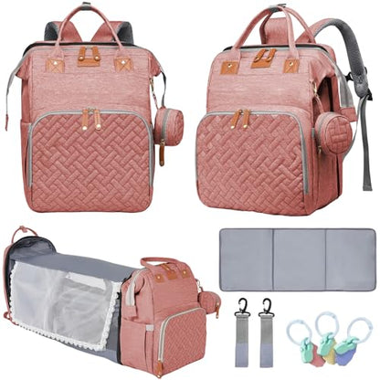 Baby Diaper Bags with Changing Station, Multifunctional Diaper Bag Backpack for Moms Dads with USB Charging Port, Waterproof Travel Diaper, Baby Shower Gifts for Baby Boy & Girls (Pink) - color: Pink