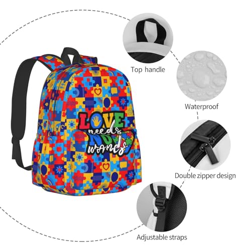 Autism Awareness Backpack School Bag Lightweight Bookbag Casual Daypack for Girls Boys Kids Women Men Travel Laptop 16 Inch - color: Autism