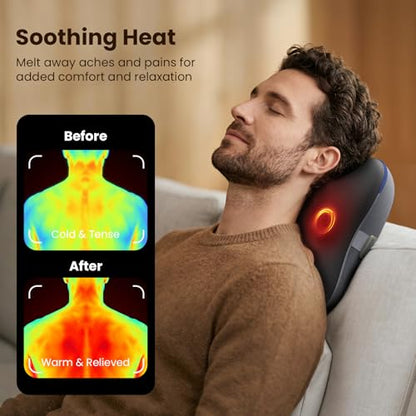 BOB AND BRAD Back Massager with Heat FSA Eligible HSA, Shiatsu Back Massager for Pain Relief Deep Tissue, 3D Kneading Massage Pillow for Pain Relief, Soothing Full-Body Relief for Family - color: Graphite Gray