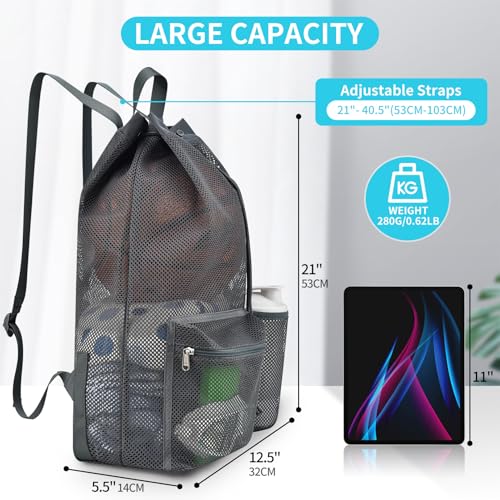 Mildbeer Large Drawstring Backpack for Men Women Athletic Gym Sports Workout Beach Swimming Commuting Travel - color: Grey, style: L: 21"x12.5"x5.5"