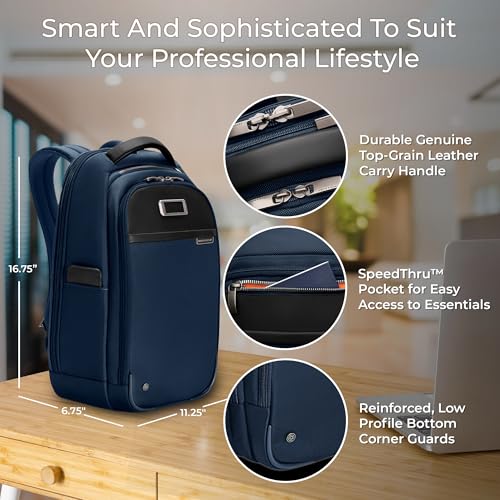 Briggs & Riley @work Slim Backpack - color: Navy, size: Slim