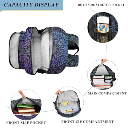 ALAZA Art Arabesque Mandala Boho Ethnic Bohemian Laptop Backpack Purse for Women Men Travel Bag Casual Daypack with Compartment & Multiple Pockets - color: Mandala