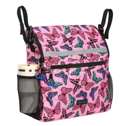 ZHCHG Wheelchair Bags, Wheelchair Backpack with Cup Holder, Wheelchair Bags to Hang on Back, Electric Wheel Chair Accessories, Large Storage Bag for Walker Rollator- Pink Butterfly - style: Pink Butterfly