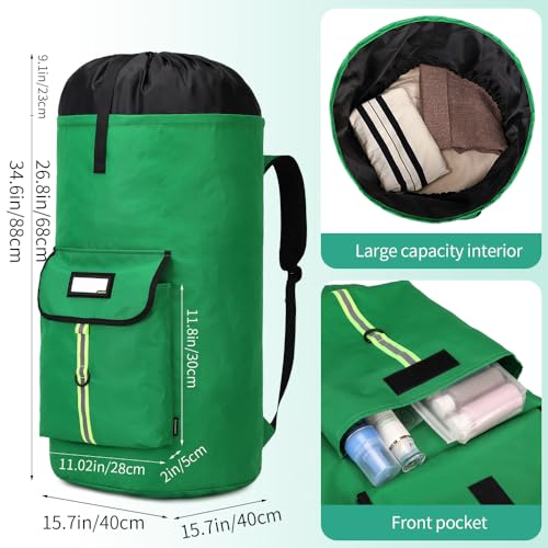 Extra-Large Heavy Duty Laundry Bag Backpack - Drawstring Closure (Grass Green) - color: Grass Green Laundry Backpack