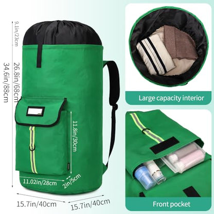 Extra-Large Heavy Duty Laundry Bag Backpack - Drawstring Closure (Grass Green) - color: Grass Green Laundry Backpack