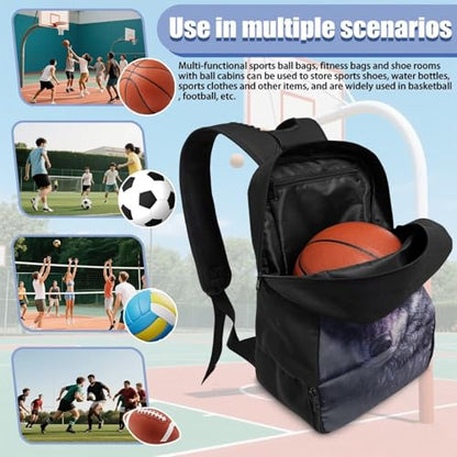 Basketball Backpack With Separate Ball Compartment And Shoes Fit Basketball Volleyball Football - color: Starry Wolf
