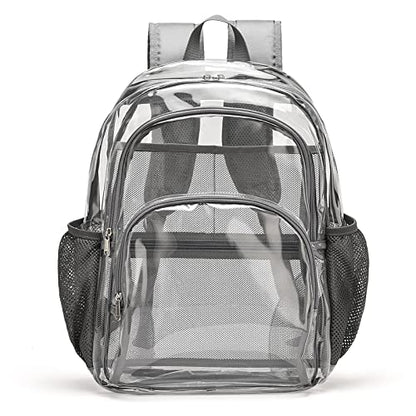 Clear Backpack, Clear Bag Stadium Large See Through Bookbag Heavy Duty PVC Transparent Backpacks for School - color: Gray-1pack