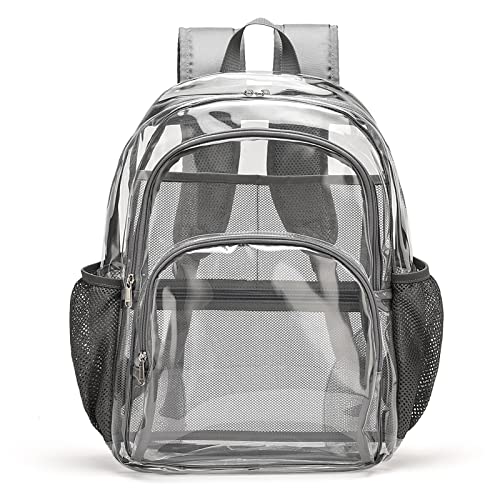 Clear Backpack, Clear Bag Stadium Large See Through Bookbag Heavy Duty PVC Transparent Backpacks for School - color: Gray-1pack