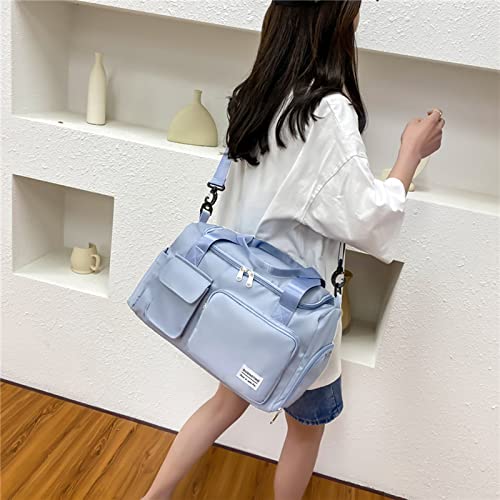 Small Gym Bag for Women, Travel Duffle Bag Carry On Weekender Bag with Shoe Compartment - color: 07#Sky Blue, style: Gym Bag&toiletry Bag