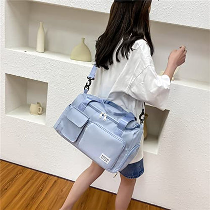 Small Gym Bag for Women, Travel Duffle Bag Carry On Weekender Bag with Shoe Compartment - color: 07#Sky Blue, style: Gym Bag&toiletry Bag