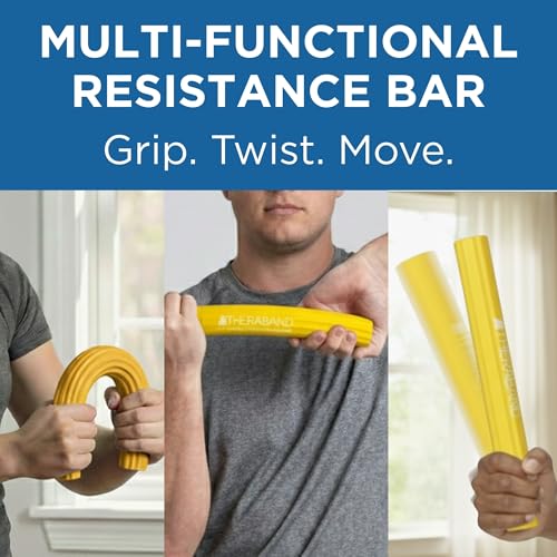 THERABAND FlexBar Resistance Bar, Extra Light, Yellow Flex Therapy Bar for Physical Therapy, Wrist & Forearm Exercise Equipment, Non Slip Grip, Compact Design - color: Yellow - Extra Light, style: New Version