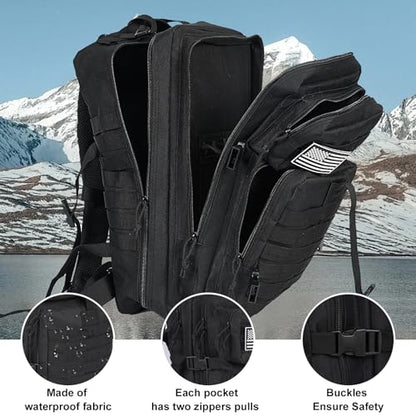50L Large Military Tactical Backpack Molle Army Assault Pack for Travel Camping Hiking Fishing Backpack for men(black) - color: Black