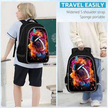 TILYTADLY School Backpack for Boys - American Football Boys Backpack for Kids Children Teens Elementary Middle School - Students Bag for Ages 6-18,17″Bookbag Multifunctional Large Capacity - color: American Football-05-backpack Only