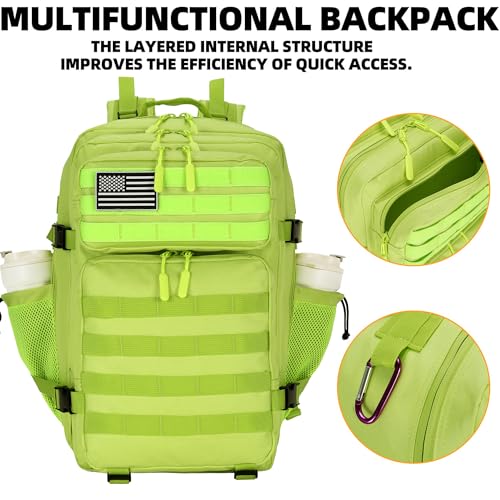 Lovelinks21 45L Tactical Assault Backpack 3 day assault pack with Molle Waterproof backpack Rucksack for Tactical Backpacks (Fluorescent Green) - color: Fluorescent Green