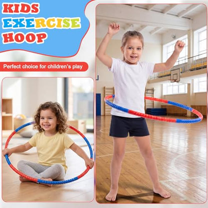 Vinsot Toy Hoop Detachable Plastic Hoops Exercise Equipment Toy Adjustable Rings for Sports Party Game Dance Pet Training - color: Red,Blue