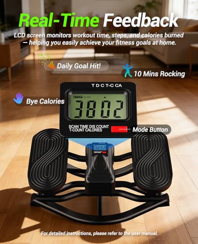 Rock Stepper Side to Side Exercise Machine, Rocking Stepper for Home Gym with LCD Display & Resistance Bands, Low-Impact Step Rocker Workout Equipment Supports 330 lbs - color: Black