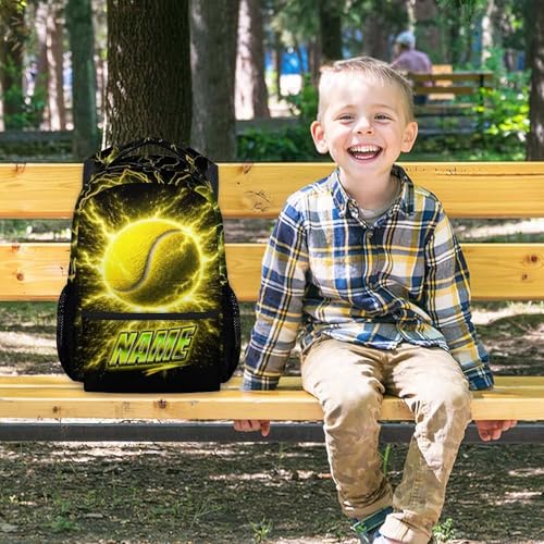 Boys Backpack Personalized School Backpacks for Kids Teens Sport Lovers, 17 Inch Custom Tennis Bookbags for Camping - color: Yellow