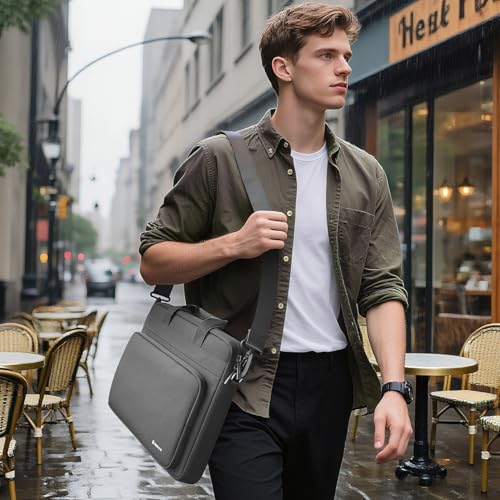 NIDOO 13 Inch Laptop Briefcase Shoulder Bag Sleeve for 14" MacBook Pro M4 M3 / 13.6" Macbook Air / 13.5" Surface Laptop 6 7/14" IdeaPad Flex 5 / ThinkPad E14 T14 / HP Pavilion x360 / Latitude 7440 - color: Dark Grey, size: 13 - 14 inch
