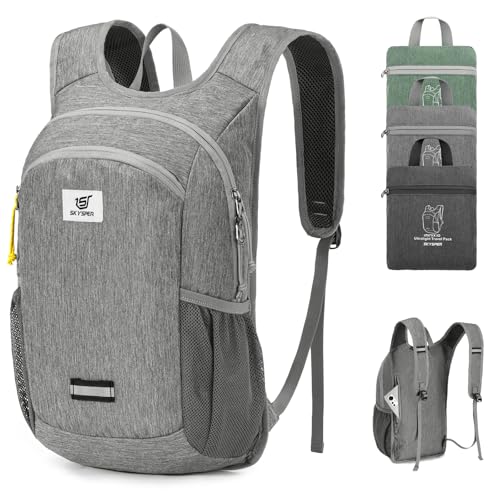 SKYSPER 10L Hiking Backpack, Foldable & Packable Lightweight Daypack for Travel, Collapsible Small Compact Hiking Backpack for Women & Men, Gray - color: Gray