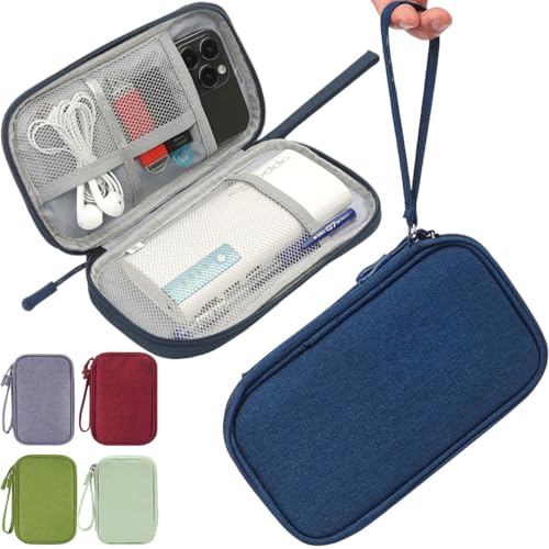 CAAORDKSO Electronic Organizer Travel Cable Accessories Case, Organizer Bag, Accessories Pouch for Cable, USB, Cord, Charger, Phone, Power Bank, Earphone (Navy Blue) - color: Navy Blue