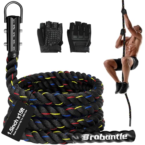 Climbing Rope Gym Workout - 1.5inch Diameter with 10FT 15FT 20FT 30FT 40FT Gym Climb Rope Heavy Duty Workout Exercise Ropes for Adults Indoor Outdoor Strength Training - style: 1.5in X 15ft