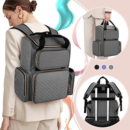 LUXJA Nail Polish Organizer (Backpack Version) Holds 70 Bottles and a Nail Lamp, Travel Nail Polish Bag with 2 Removable Cases and Tools Storage Pockets (Patent Pending), Gray - color: Gray