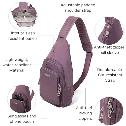 Baggallini Securtex Anti-Theft Daytripper Sling - color: Misty Purple