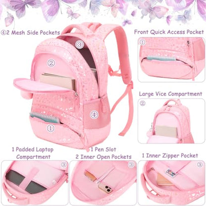 Meisohua School Backpack for Girls Large Fluffy Bookbag for Kids Teens School Bags for Girl Primary Middle School Casual Daypack - color: Furry Heart Pink