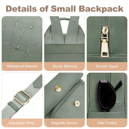 SYTRAH Mini Backpack Purse for Women, Causal Small Backpack with Built-in RFID Wallet & 11" Tablet Sleeve, Stylish Travel Daypack for Daily Green - color: Green