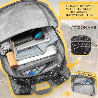 ZOMAKE Ultra Lightweight Hiking Backpack 20L, Packable Small Backpacks Water Resistant Daypack for Women Men(Star Print) - color: Star Print