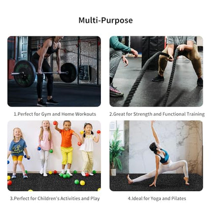 0.56in Thick 24 Sq Ft Gym Flooring for Home Gym, 6 Tiles Workout Exercise Equipment Mats, Rubber Top with EVA Foam, Interlocking Puzzle Floor Tiles for Fitness Room, Protective Flooring Mat - size: 0.56in