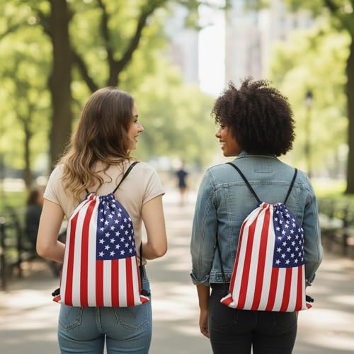 American Flag Drawstring Backpack, Lightweight Cinch String Sports Sackpack for Men & Women,pack of 2 - color: Americanflag