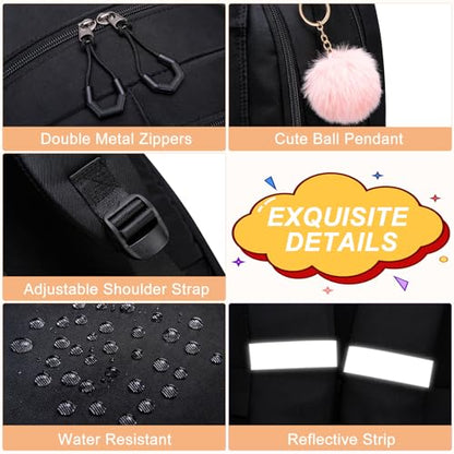 School Backpack for Teen Girls & College Women - Anti-Theft & Water Resistant 17.3 Inch Laptop Mochilas Bookbag - Large Ergonomic Straps Backpack, Classic Black - color: Black, size: 17.3 Inch