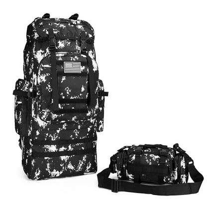 King'sGuard 100L Camping Hiking Backpack Molle Rucksack Military Camping Backpacking Daypack (Black Lighting) - color: Black Lighting