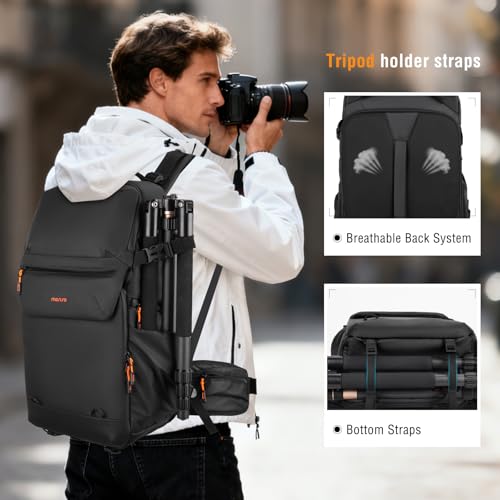 MOSISO Camera Backpack, DSLR/SLR/Mirrorless Large Camera Bag, Black