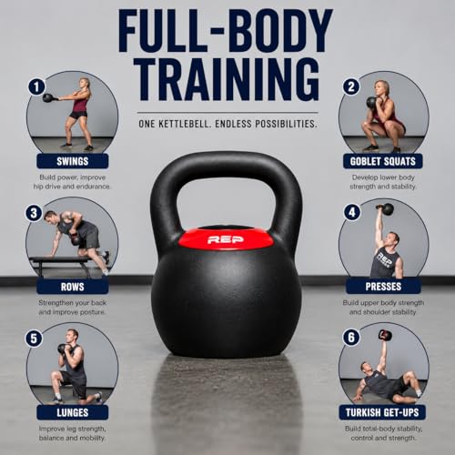 Rep Fitness Adjustable Kettlebell | Weight Set for Home Gym | Strength Training Equipment for Men & Women | Compact Steel Bell with Ergonomic Handle | 20–40 lb (9–18 kg) Variable Options - color: Red | 40 Lb