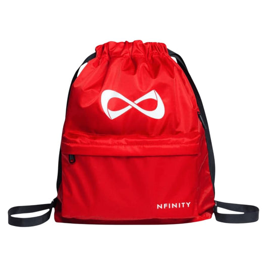 Nfinity Drawstring Backpack Large Capacity Multi-Compartment Cinch Bag - color: Red