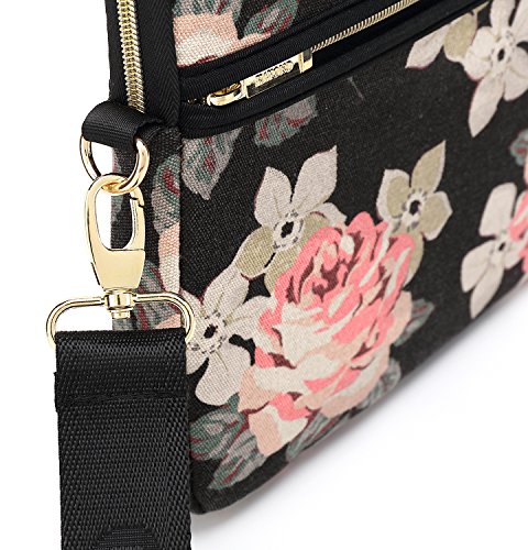 kayond Black Rose Patten water-resistant Laptop Shoulder Messenger Bag Case Sleeve for 15 Inch 15.6 Inch Laptop,Laptop Briefcase - color: Black Rose, size: 15-15.6 inch