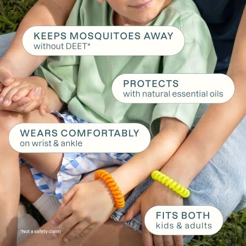 Cliganic 10 Pack Mosquito Repellent Bracelets for Adults & Kids - Natural DEET-Free Bands, Individually Wrapped - size: Pack of 10